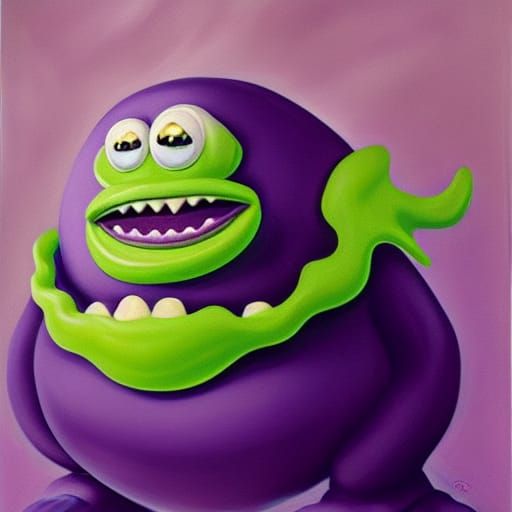 Grimace Happy Meal Toy Monster in Oil Painting
