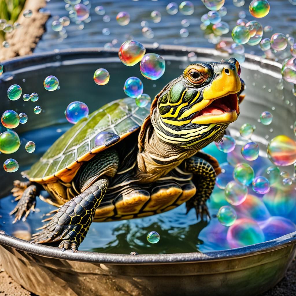 Smiling Turtle's Bubble Bath Adventure