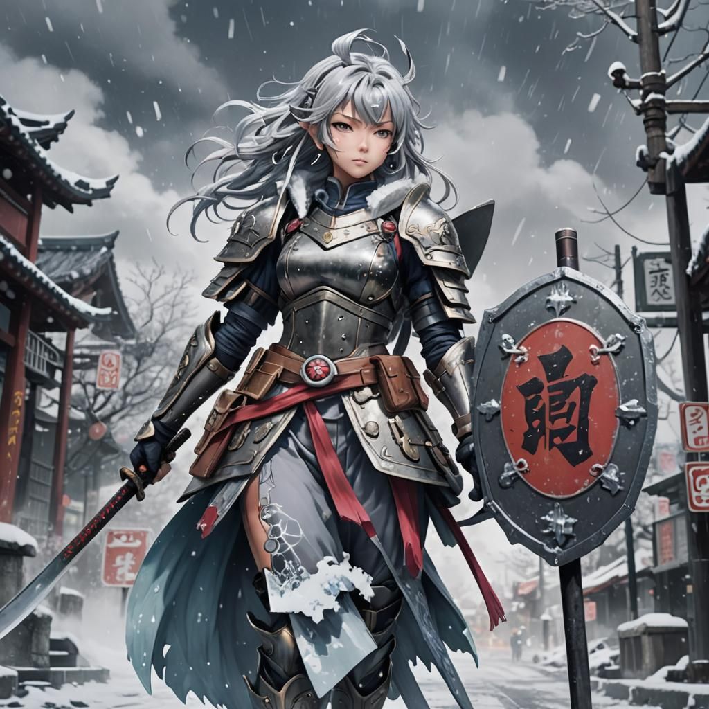 Cryokinetic Heroine Chera in Anime Style