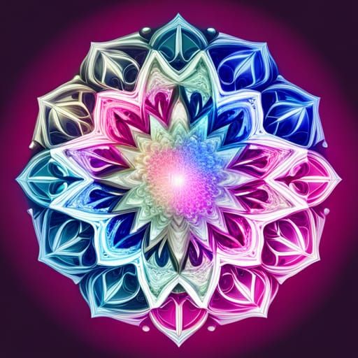 Sparkling Mandala with Abstract Fractal Elements