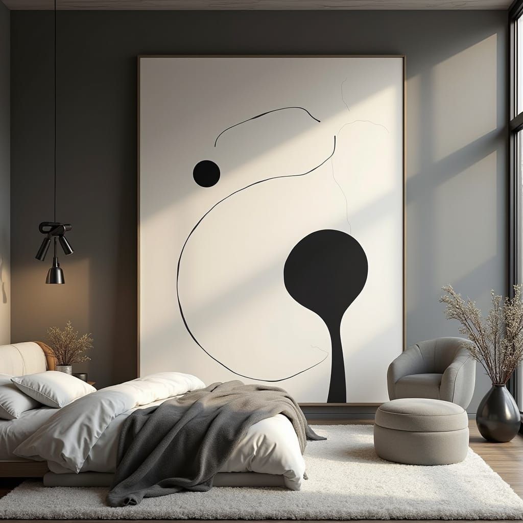 Soothing Minimalist Abstract Art for a Cozy Bedroom