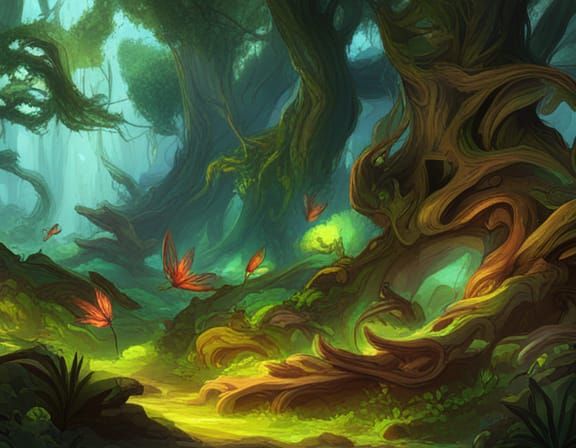 Enchanted Rainforest Concept Art in Sepia Tones