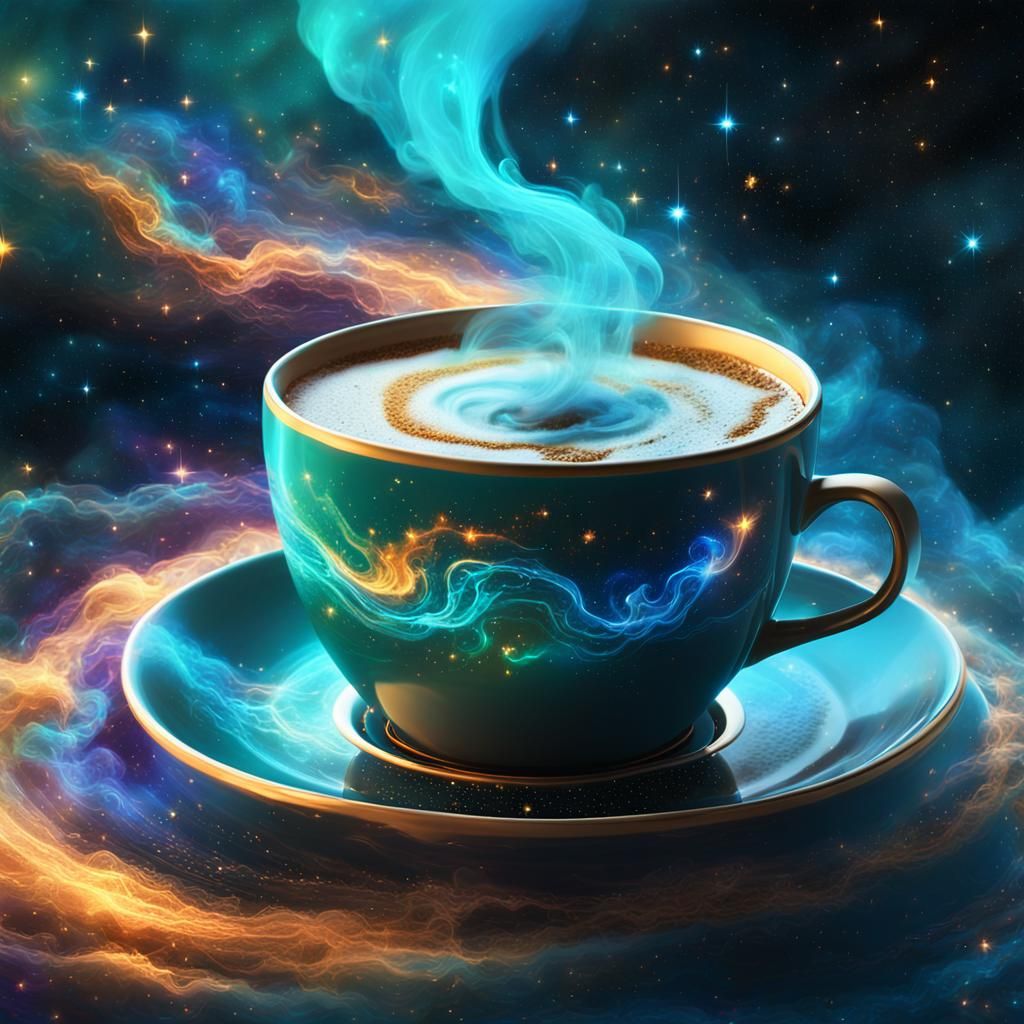 Coffee Cup in Cosmic Fantasy Digital Art