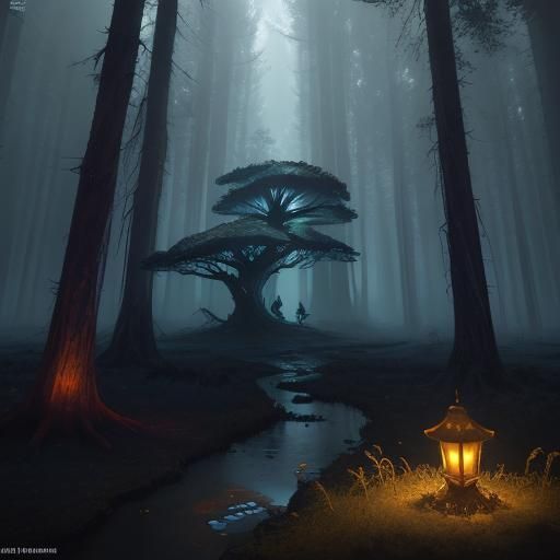 Mystical Forest Figure in Dark Fantasy Style