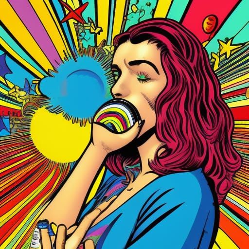Psychedelic Hippie Soda in Pop Art Style