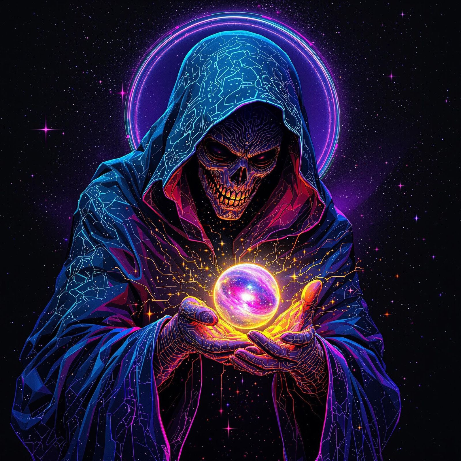 Spectral Mortality Embodies Luminous Galaxy in Cyberpunk Sty...