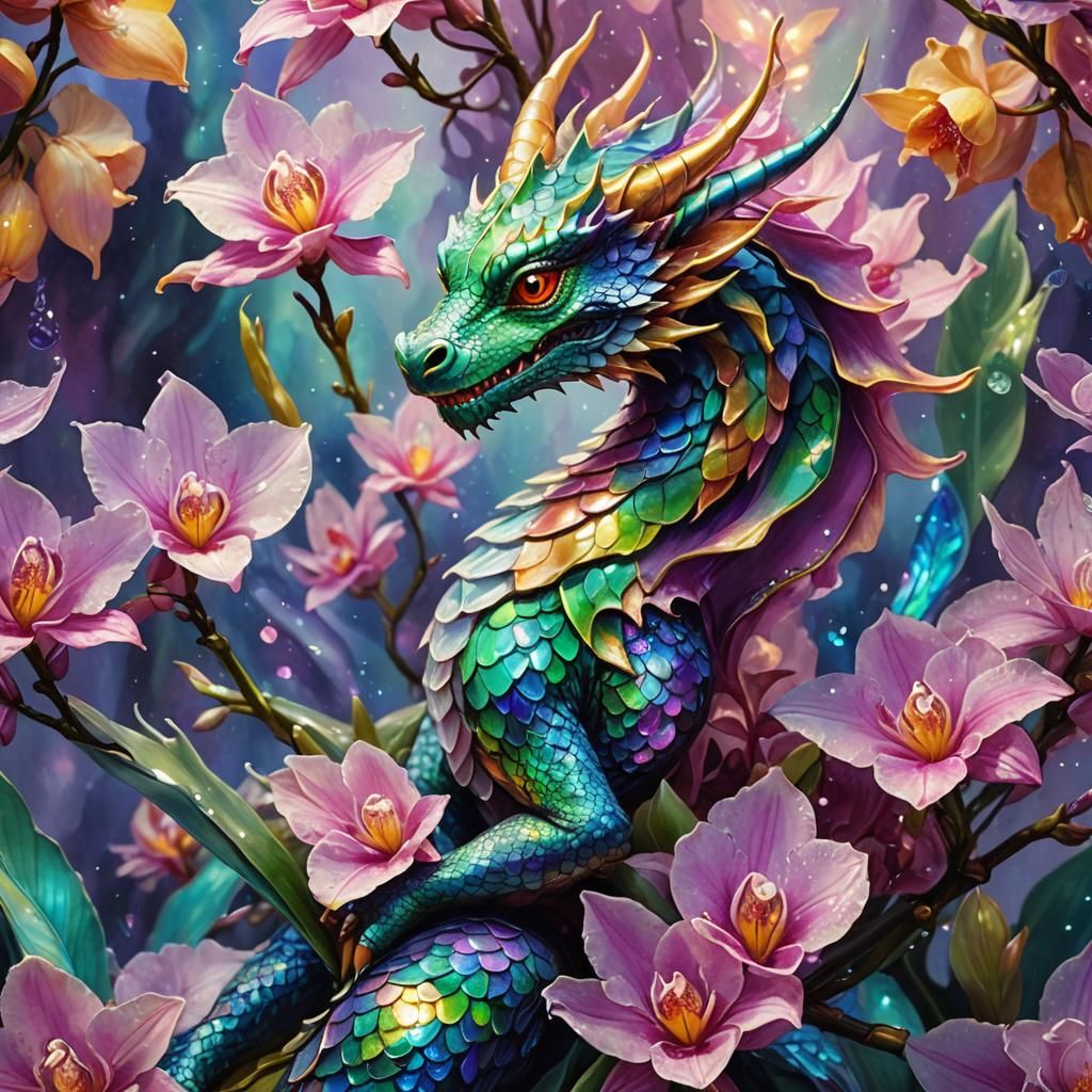 Dragon Fairy on Orchid Petal: Astral Holography