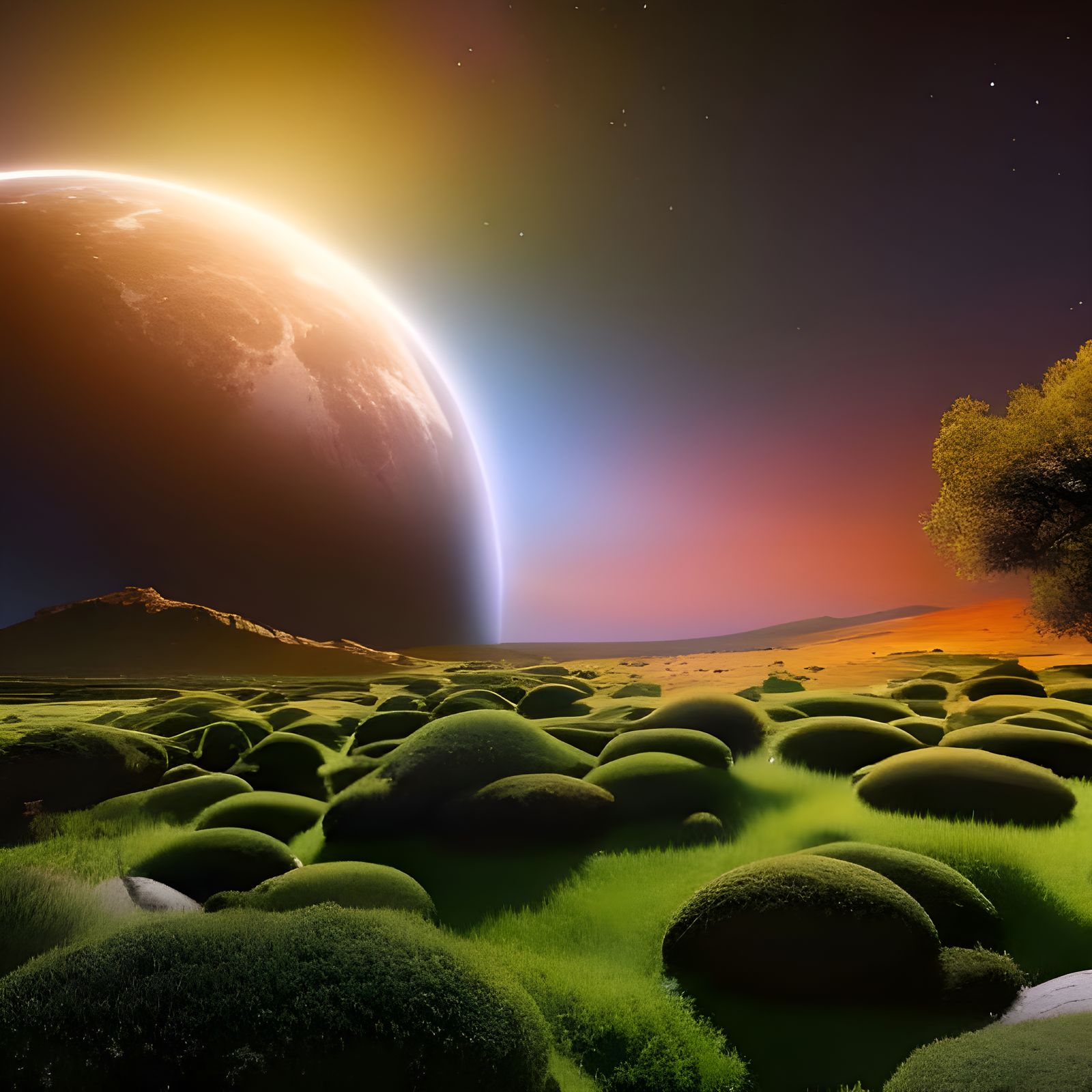 Exotic Alien World with Giant Moons