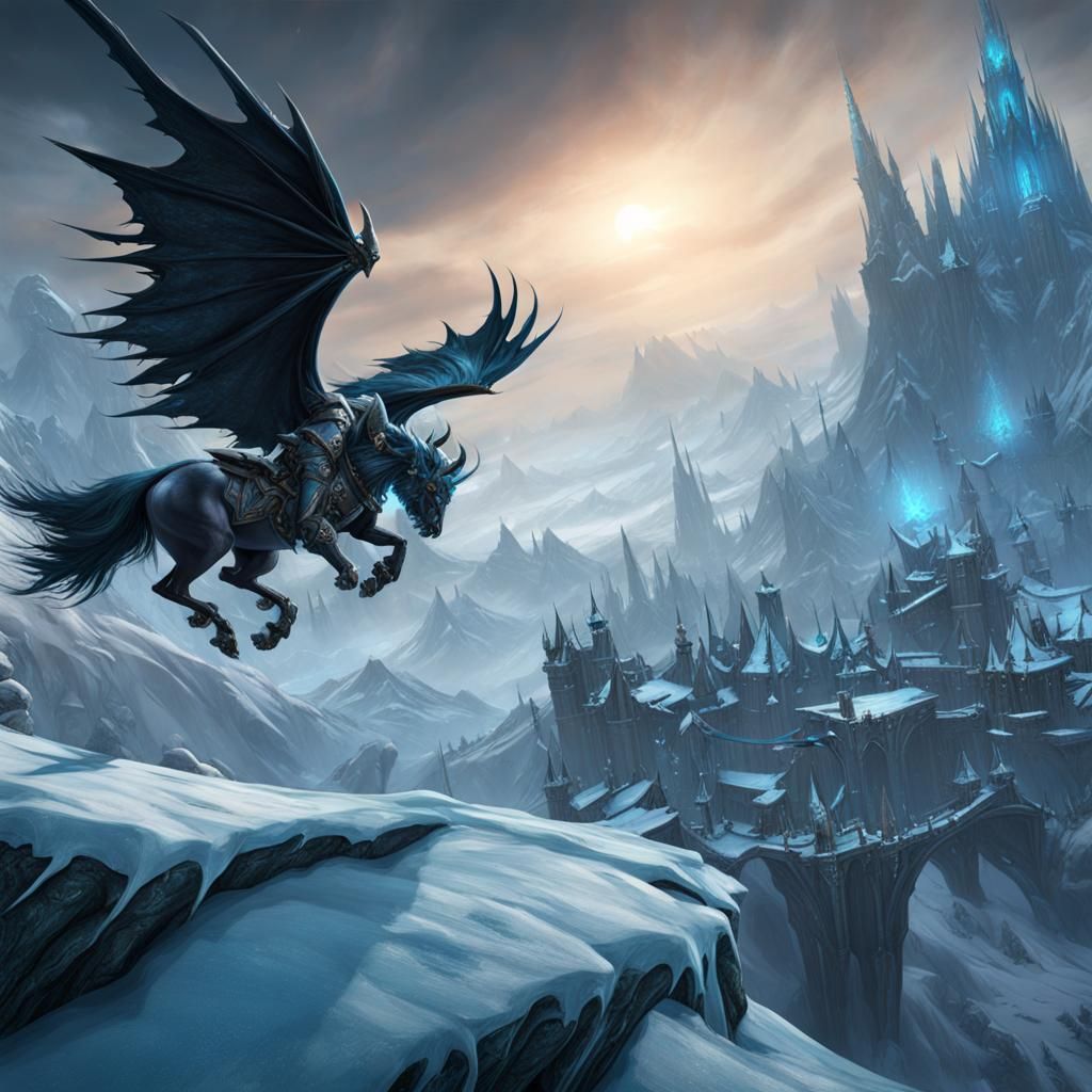 Death Knight on Frost Wyrm: Fantasy Concept Art