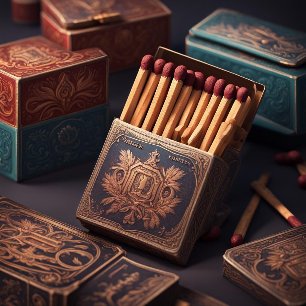 Vintage Matchbox: Detailed Matte Painting