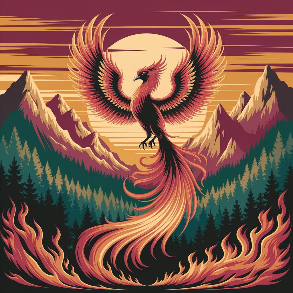 Phoenix Rises in Warm Sunset Glow