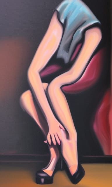 Sad Girl Crying in Front of Dance Bar