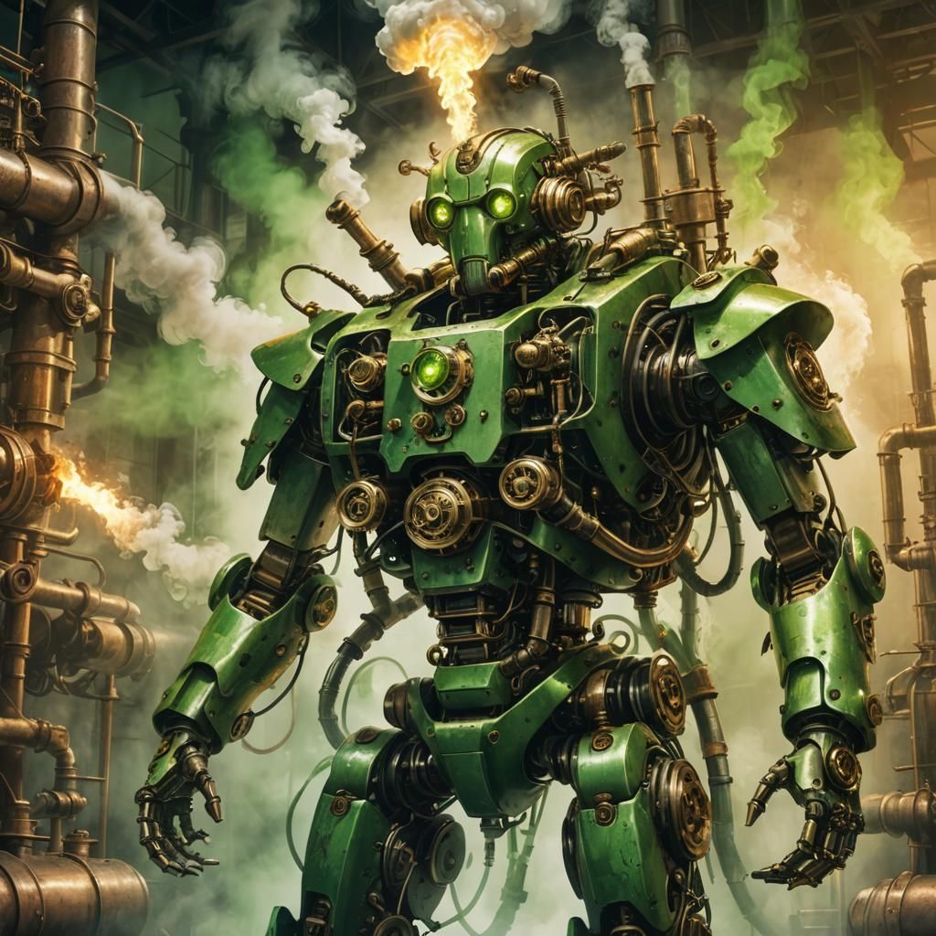 Steampunk Sci-Fi Robot Fueled by Acid