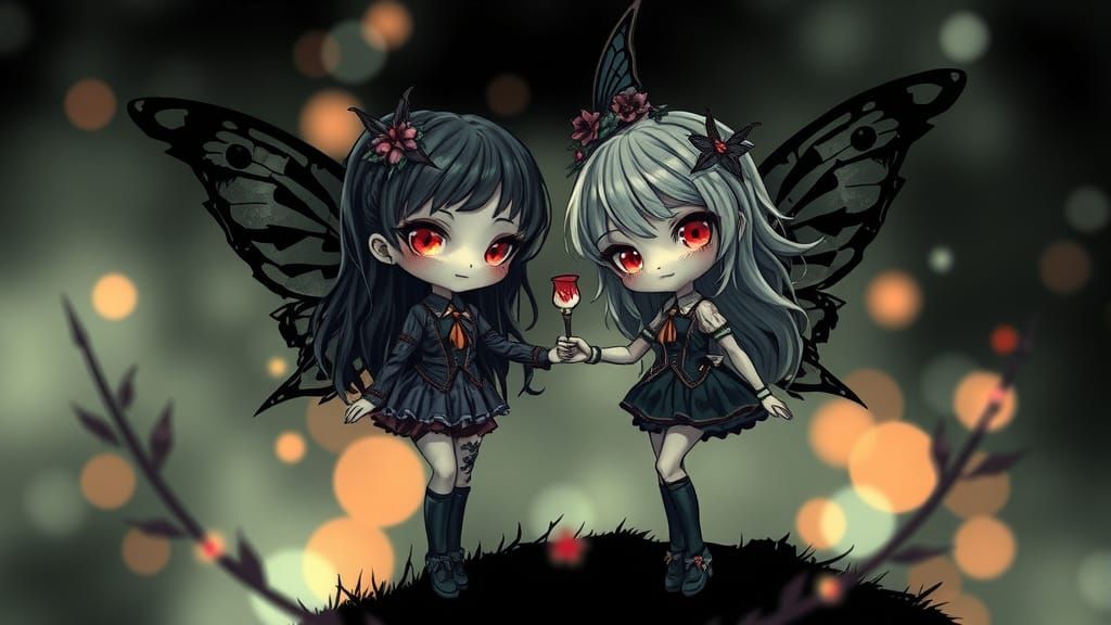 Dark Whimsical Fairy in Double Exposure