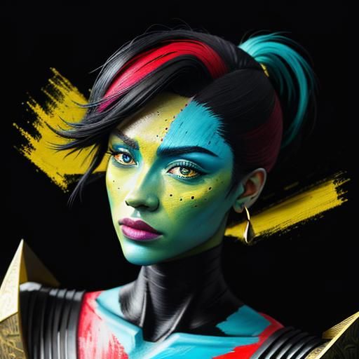 Sgraffito Impasto Art with Vibrant Color Palette