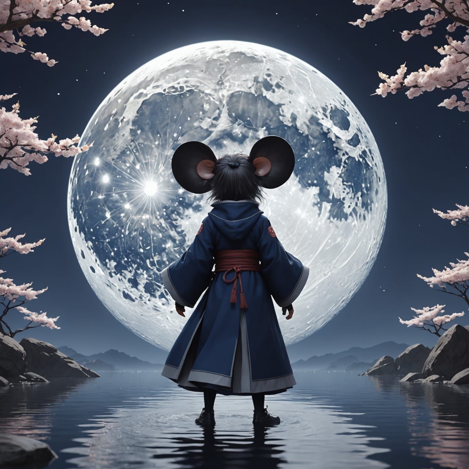 Magical Mouse on the Moon: Anime-Inspired 3D Art