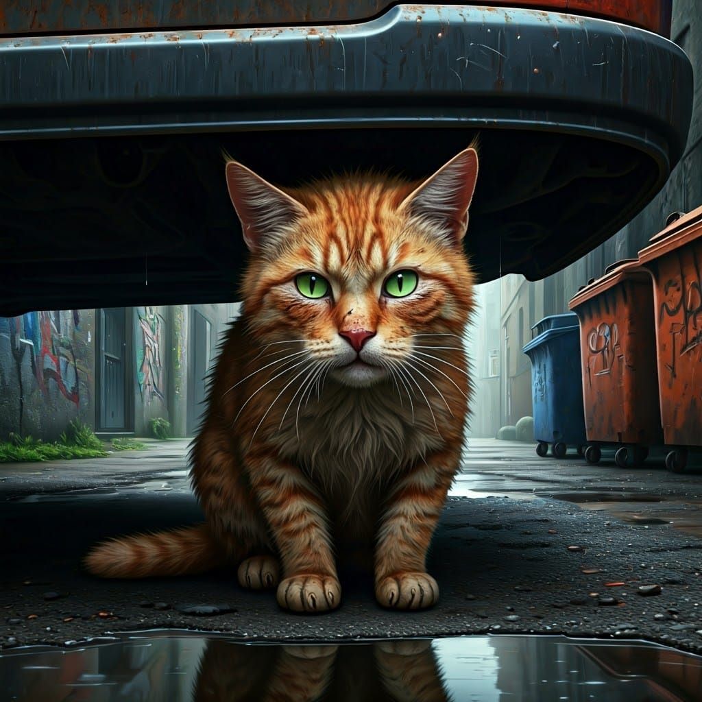 Scrappy Ginger Tabby Cat in Alleyway
