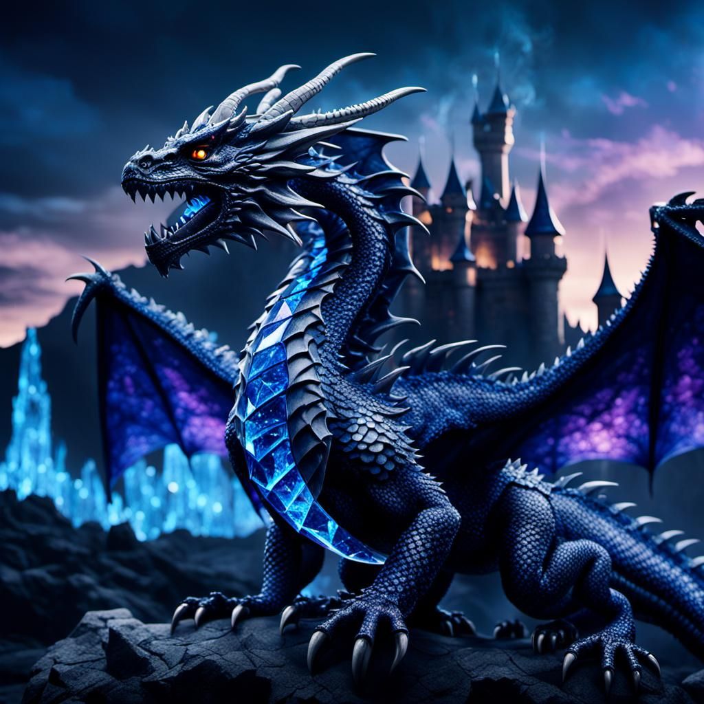 Crystal Dragon in a Cinematic Crystal Landscape