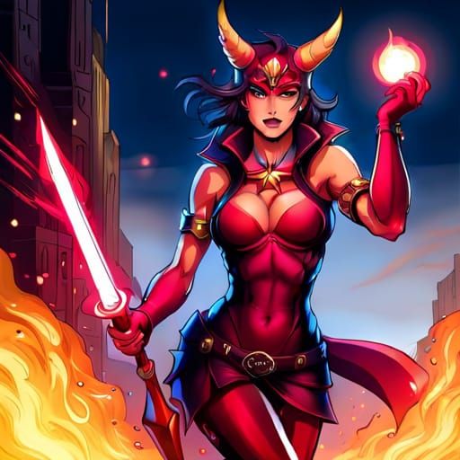 Steampunk Tiefling with Joyful Expression