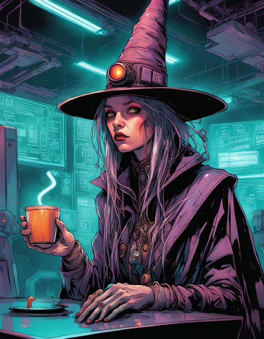 Retro-Futuristic Witch in Sci-Fi Hospital