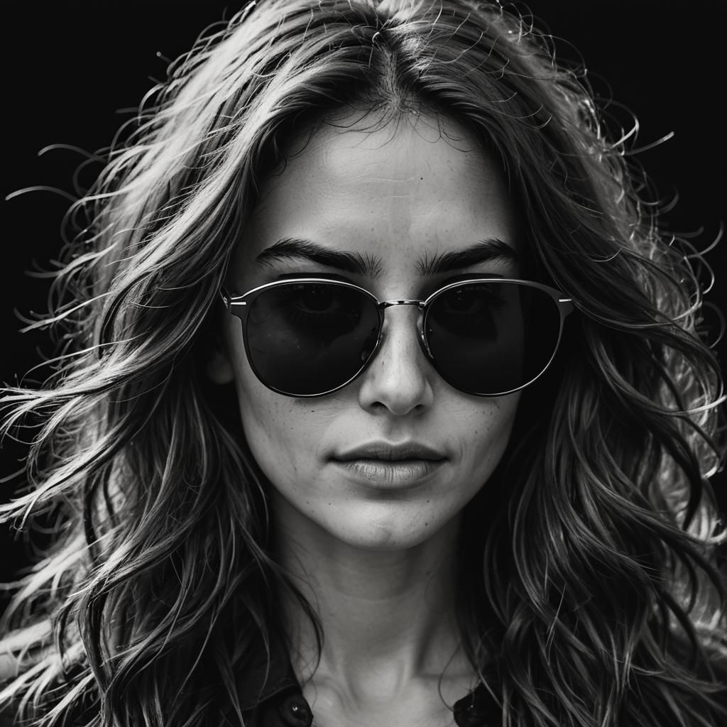 Monochrome Portrait of a Woman with Sunglasses
