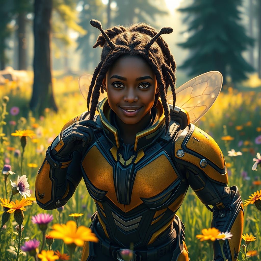 Amandla Stenberg as Heroic Bumblebee in Vibrant Meadow