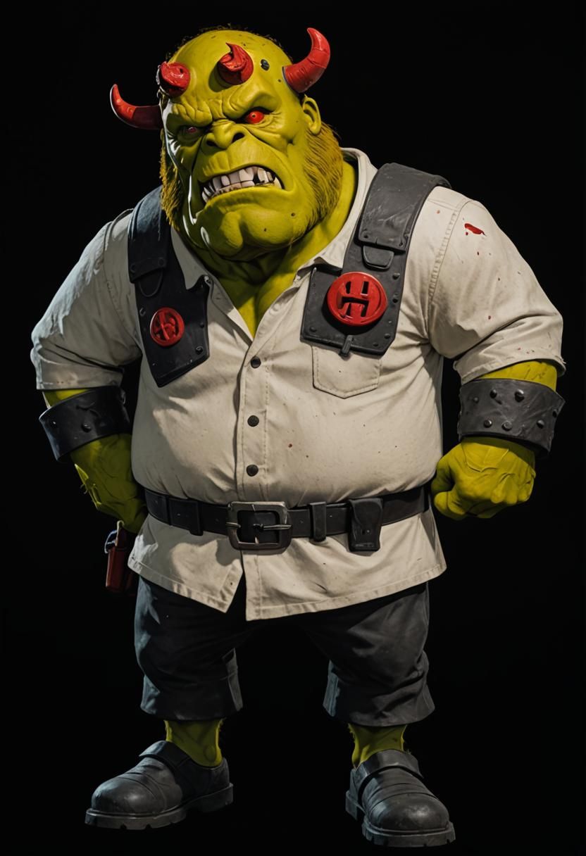 Shrek as Hellboy Mashup Character