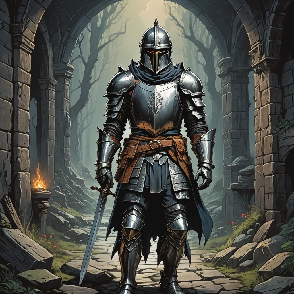Knight in Dark Fantasy Dungeons and Dragons Style