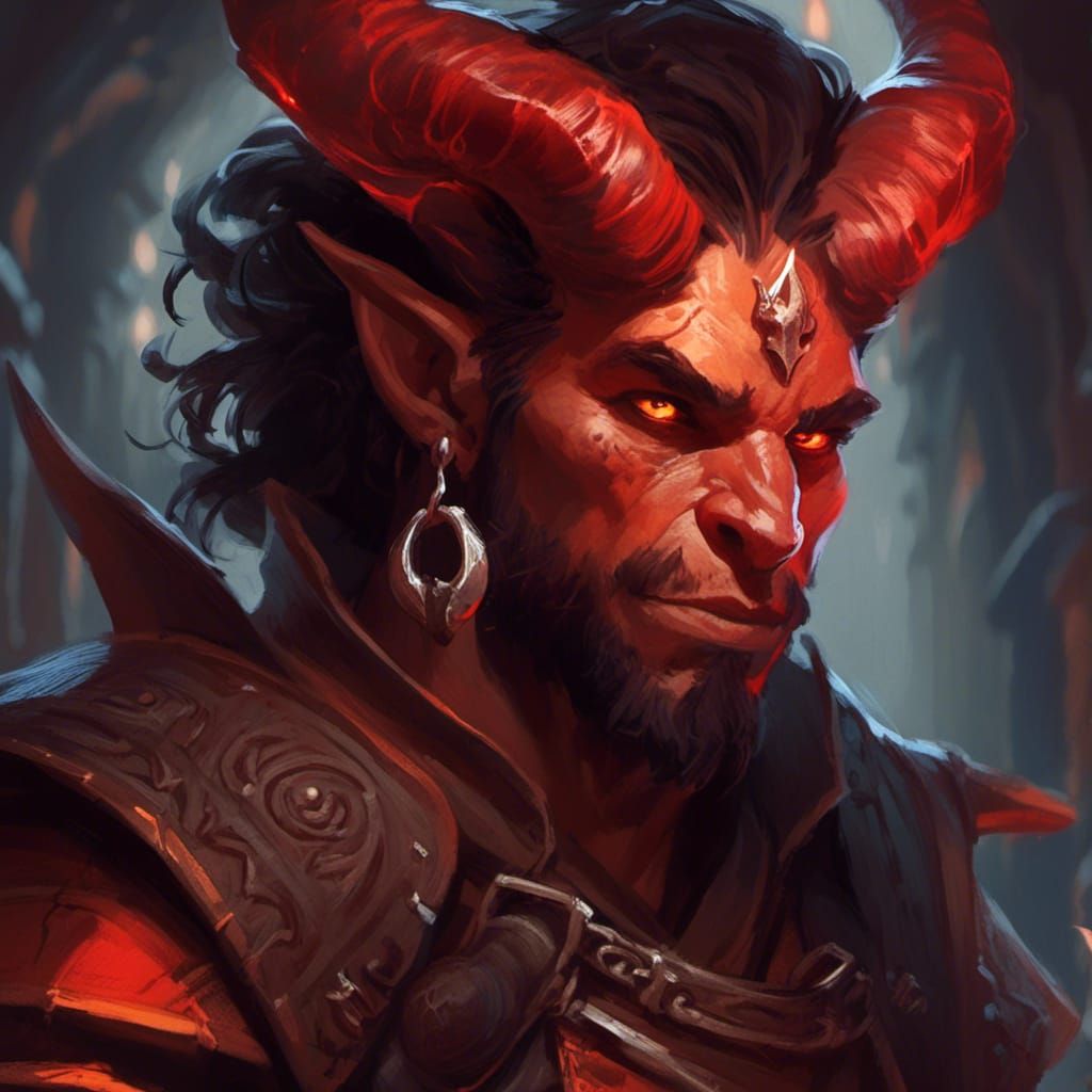 Tiefling Portrait in Dark Fantasy Style