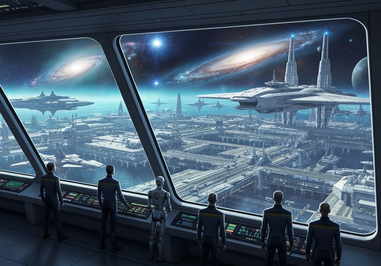 Cinematic Starship Journey Through Galactic Wonders