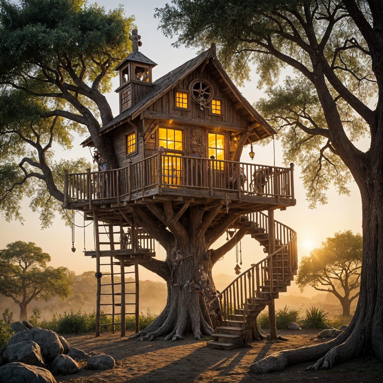 Pirate Treehouse at Golden Hour