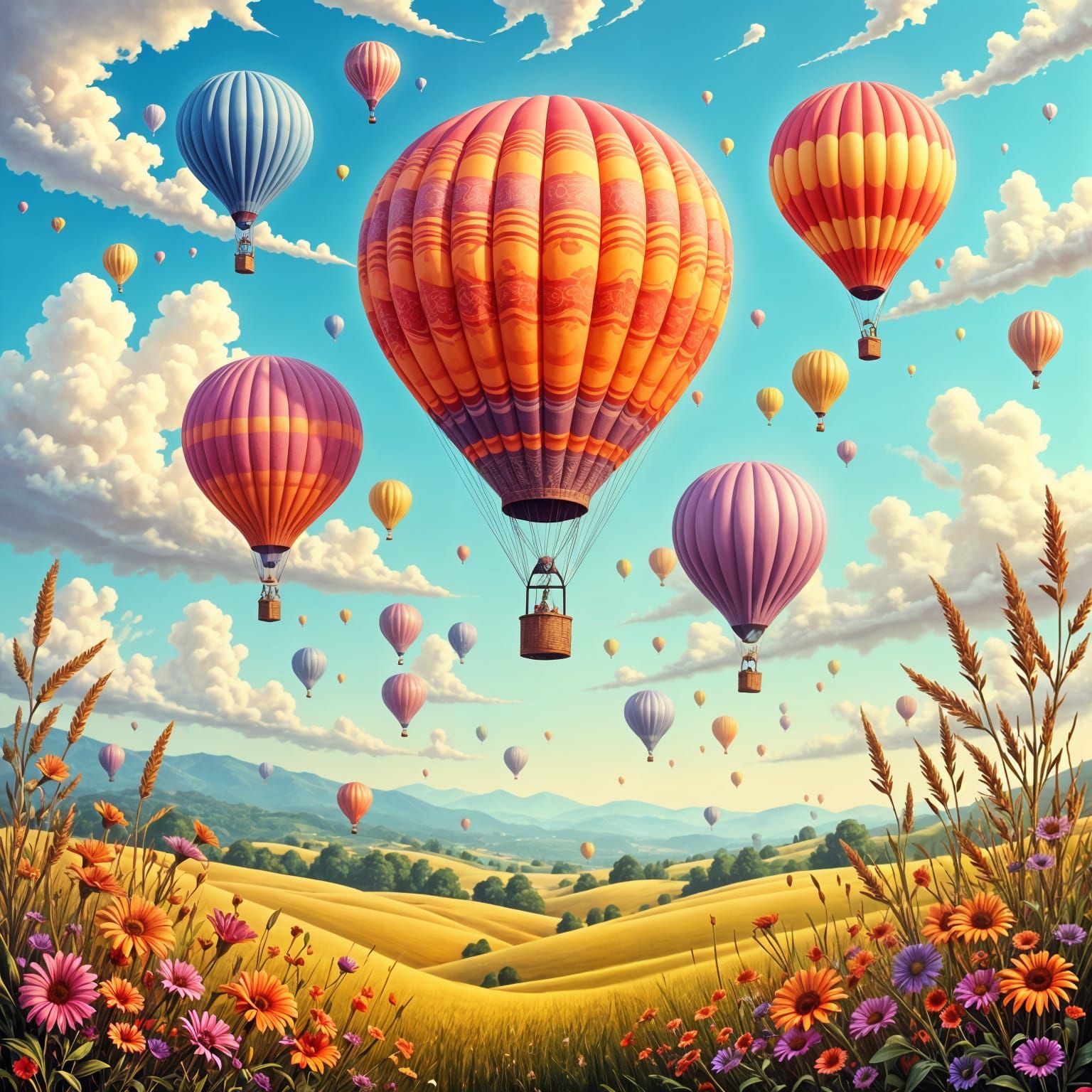 Orange and Purple Hot Air Balloons
