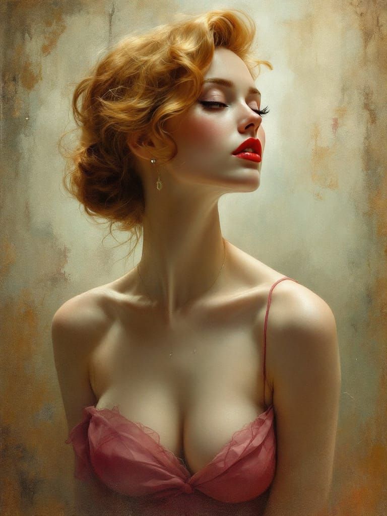 Blond Pin-Up Woman in Atmospheric Style