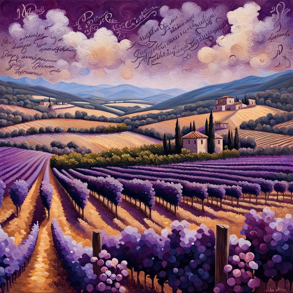 Provence Vineyards in Summer Haze: Digital Painting