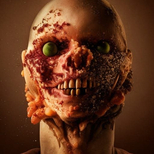 Surreal Collage: Eating Pain, Dark Whimsical Portrait