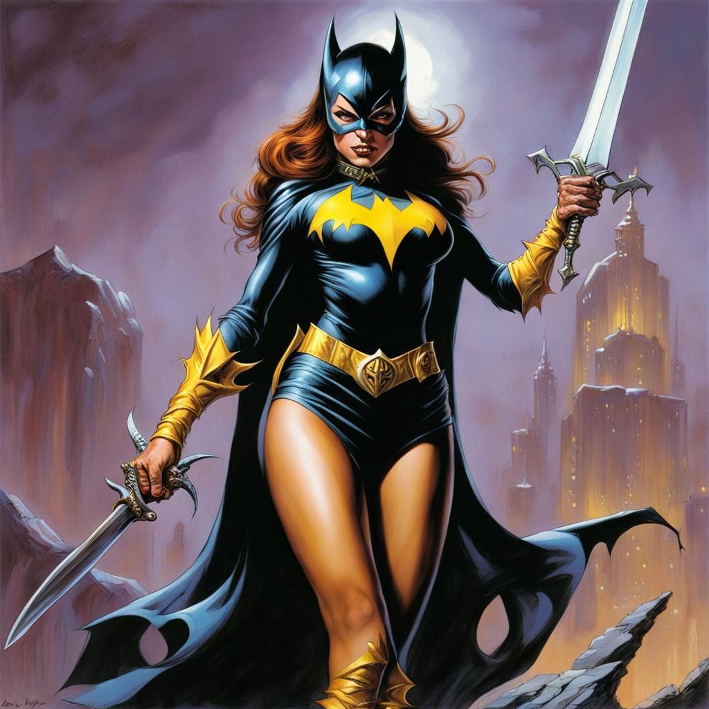 Batgirl in Dark Fantasy Sword and Sorcery Style