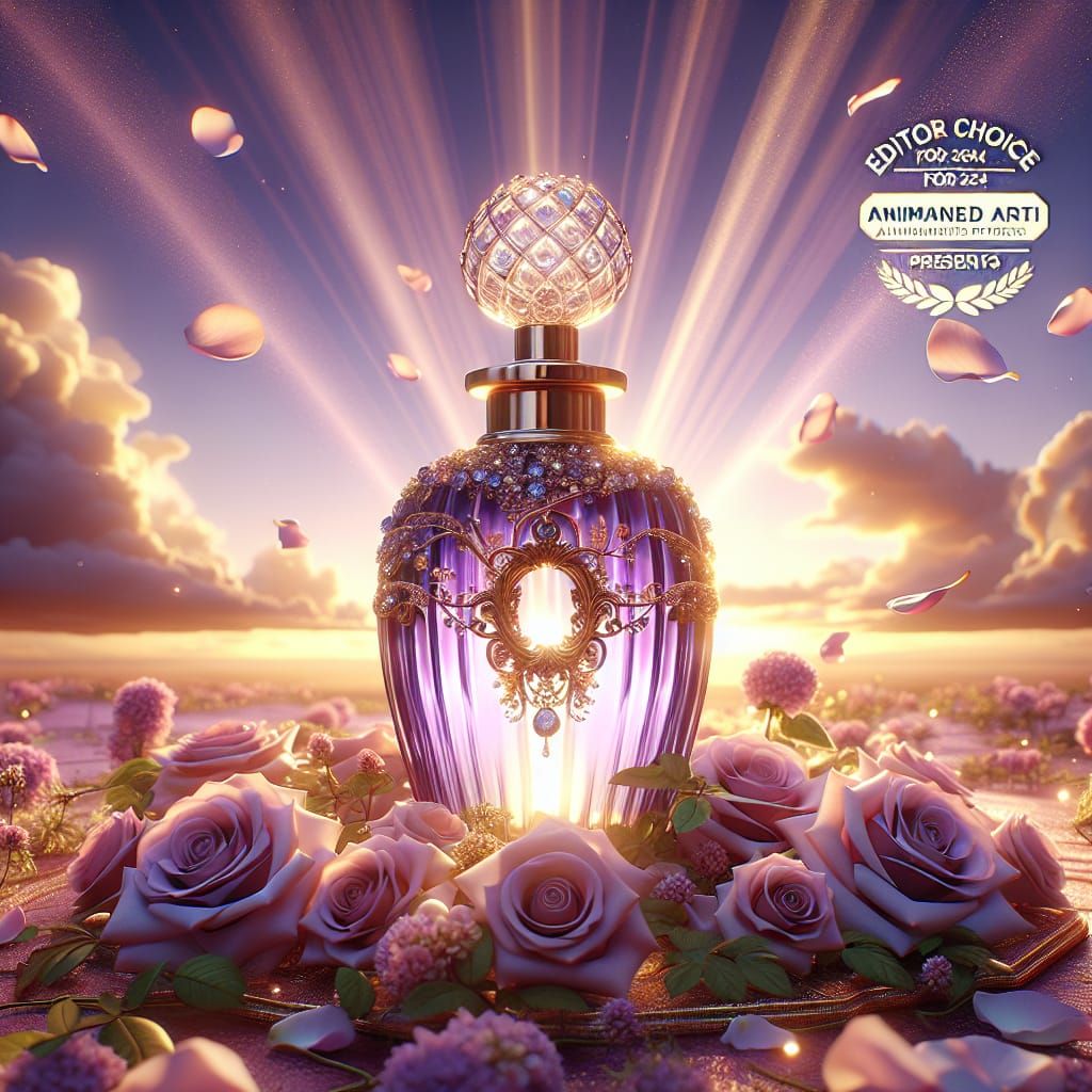 Sunset Perfume Bottle with Diamond Ring