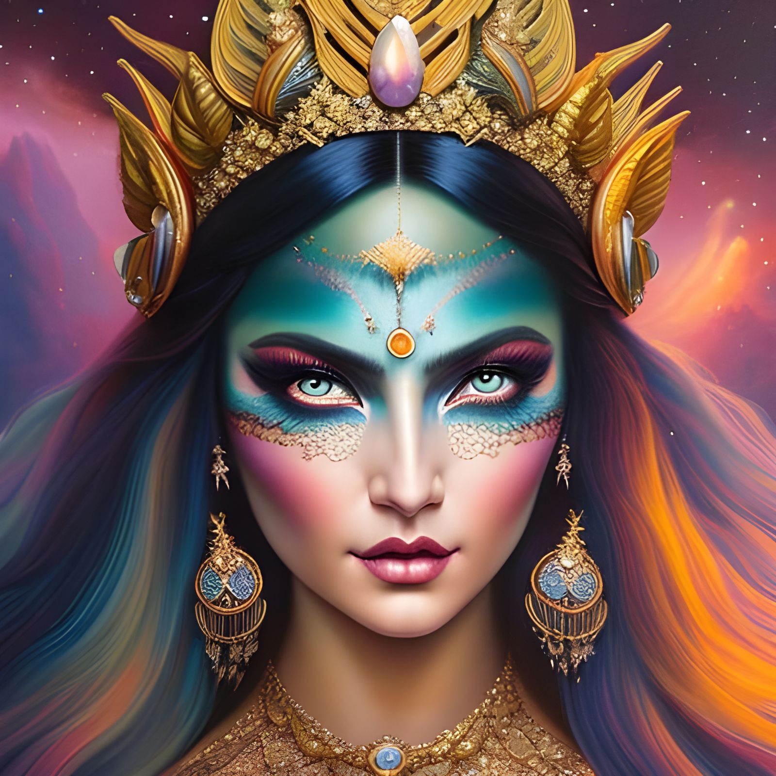Glowing Goddess Portrait in Detailed Matte Painting Style