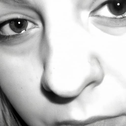 Woman on Beach at Sunset with Holographic Elements