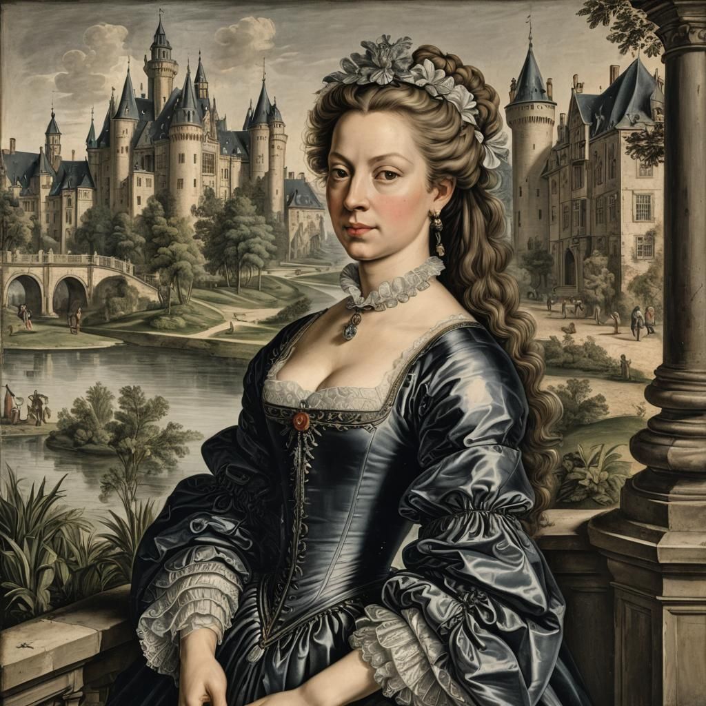 17th Century Portrait of Woman in Garden