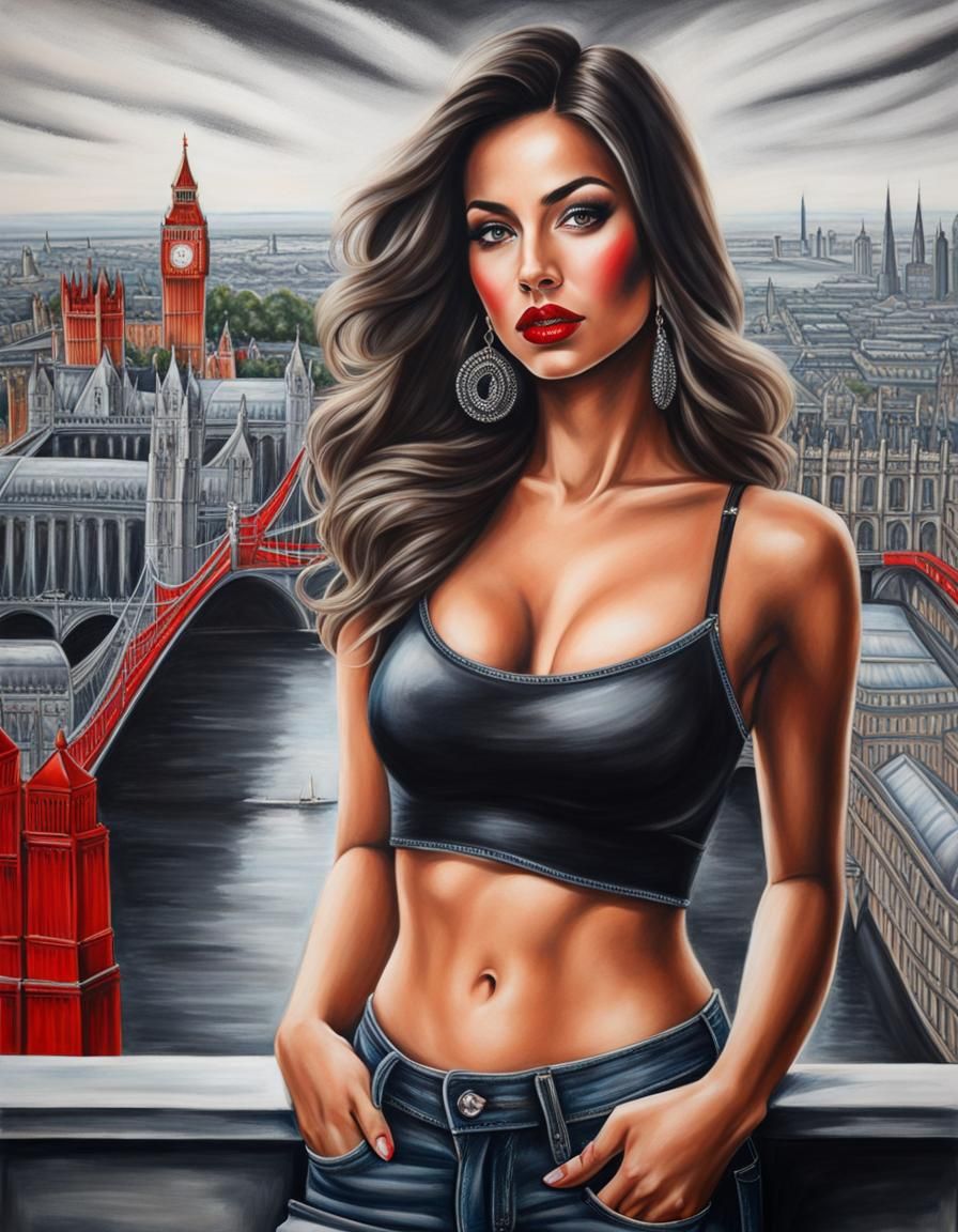 Charcoal Art Portrait of a Gorgeous Woman in London