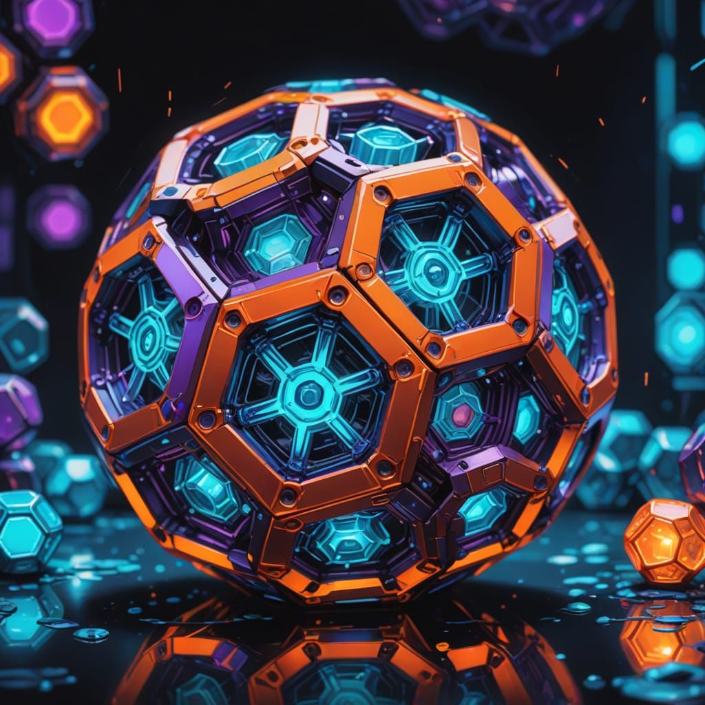 Dodecahedron Capsule with Pistons: Digital Concept Art