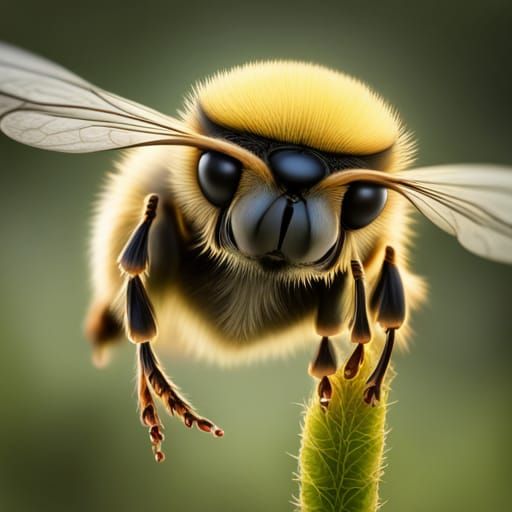 Adorable Fluffy Bee in Detailed Matte Painting