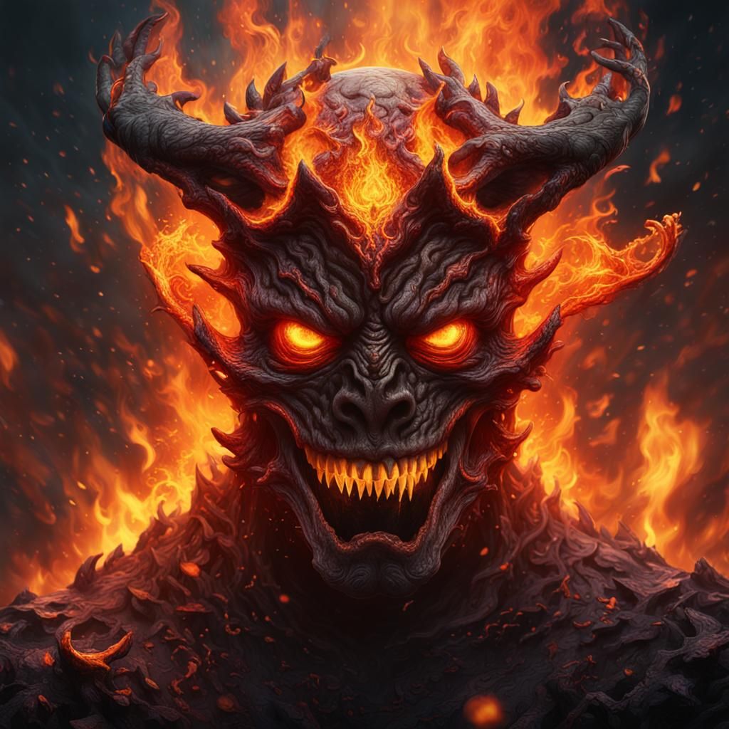 Infernal Face in Blazing Flames