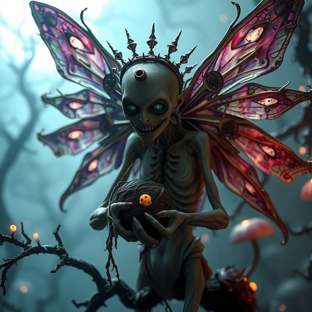 Surreal Dark Fantasy Fairy Emerge from Twisted Forest