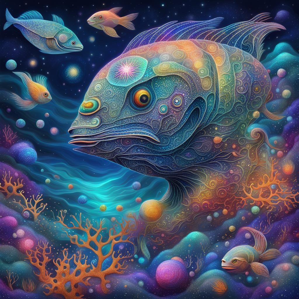 Holographic Sea Creature in Cosmic Astral Style
