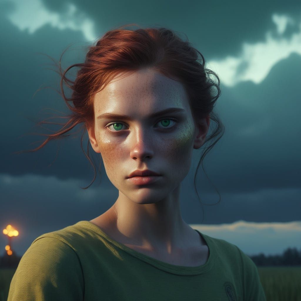 Emerald Goddess in Stormy Twilight