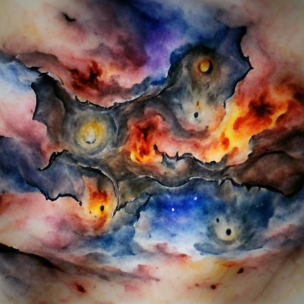 Watercolor Celestial Sky with Cosmic Clouds