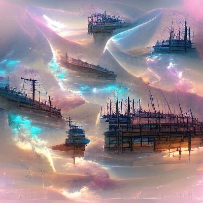 Ethereal Shipyard: Minimalist Digital Art