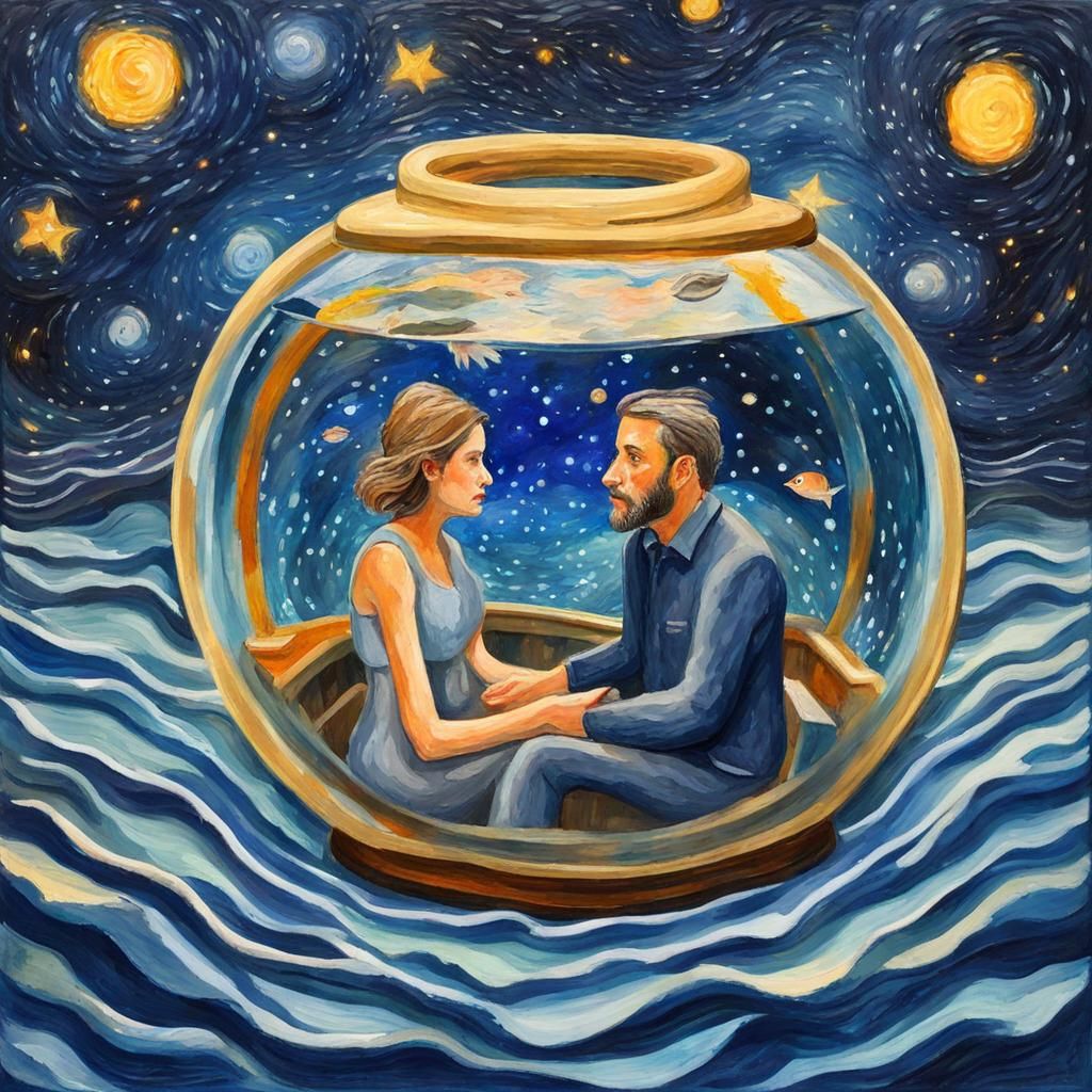 Husband and Wife: Gouache Impressionist Masterpiece